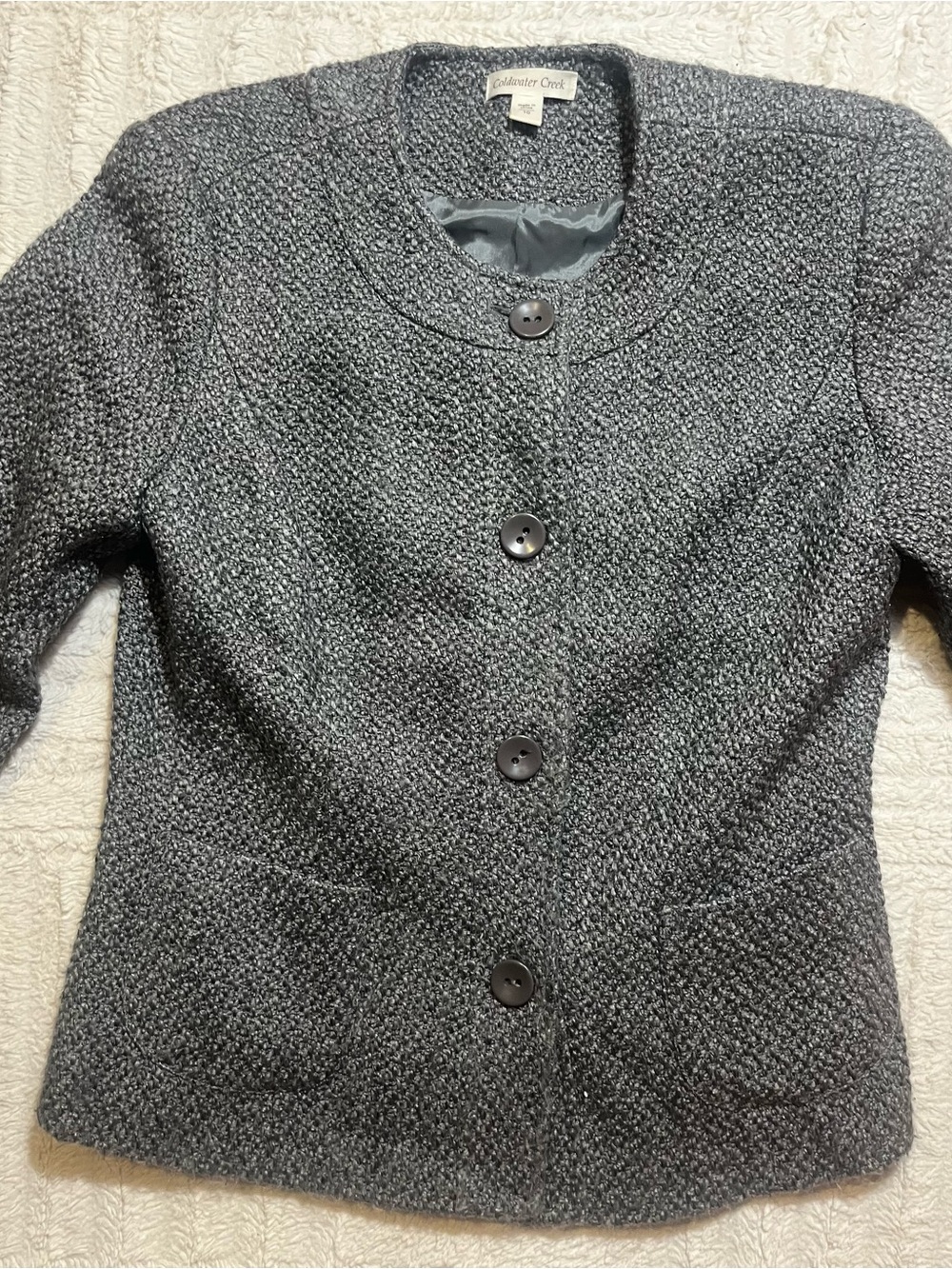 Coldwater Creek Women's Charcoal Textured Button Sweater Jacket